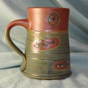 16 oz mug Front Ave Pottery fish stoneware custom discontinued (w1549)